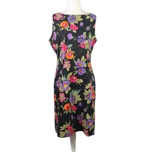 Vintage 90s Jessica Howard black multicolor floral sheath dress 12